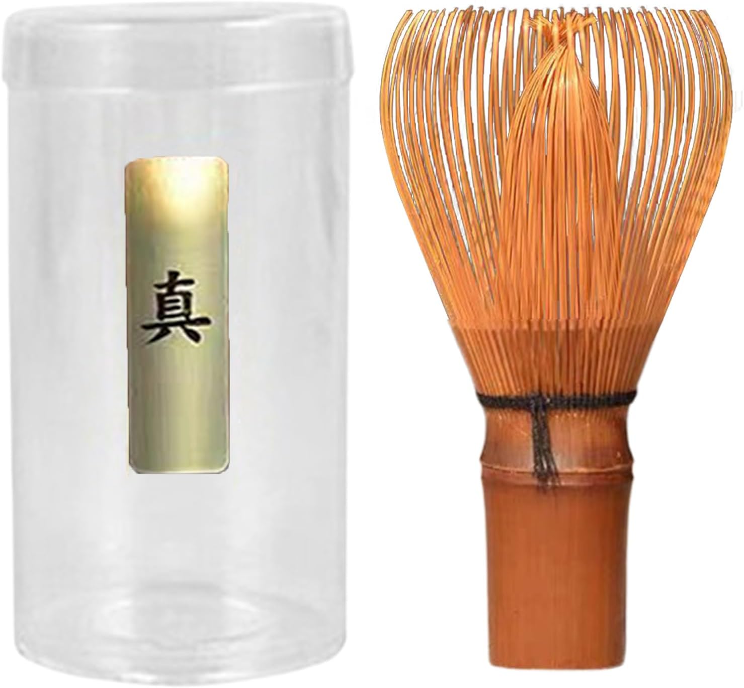 茶筅 煤竹 真数穗 黒糸 希少 未使用 黒竹 真茶筌（オレンジ糸） 左文作